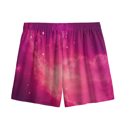 Purple Nebula Cloud Galaxy Space Print Mesh Shorts
