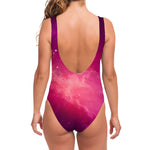 Purple Nebula Cloud Galaxy Space Print One Piece Swimsuit