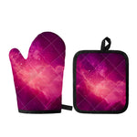 Purple Nebula Cloud Galaxy Space Print Oven Mitt And Pot Holder Set