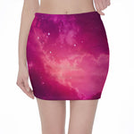 Purple Nebula Cloud Galaxy Space Print Pencil Mini Skirt