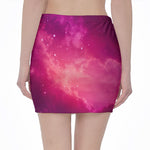 Purple Nebula Cloud Galaxy Space Print Pencil Mini Skirt