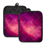 Purple Nebula Cloud Galaxy Space Print Pot Holders With Pocket