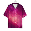 Purple Nebula Cloud Galaxy Space Print Rayon Hawaiian Shirt