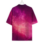 Purple Nebula Cloud Galaxy Space Print Rayon Hawaiian Shirt