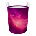 Purple Nebula Cloud Galaxy Space Print Round Laundry Basket