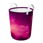 Purple Nebula Cloud Galaxy Space Print Round Laundry Basket