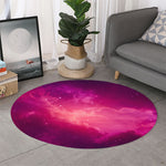 Purple Nebula Cloud Galaxy Space Print Round Rug