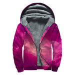 Purple Nebula Cloud Galaxy Space Print Sherpa Lined Zip Up Hoodie