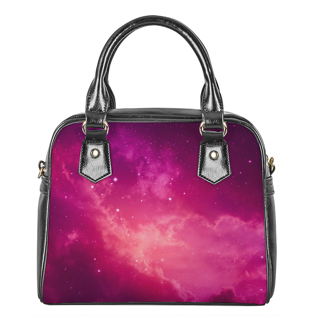 Purple Nebula Cloud Galaxy Space Print Shoulder Handbag