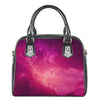 Purple Nebula Cloud Galaxy Space Print Shoulder Handbag