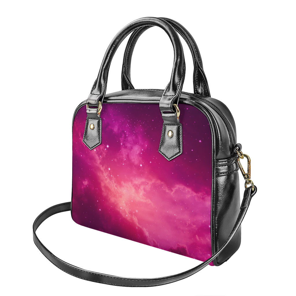 Purple Nebula Cloud Galaxy Space Print Shoulder Handbag