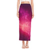 Purple Nebula Cloud Galaxy Space Print Side Slit Maxi Skirt