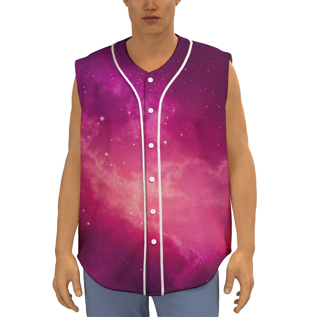 Purple Nebula Cloud Galaxy Space Print Sleeveless Baseball Jersey