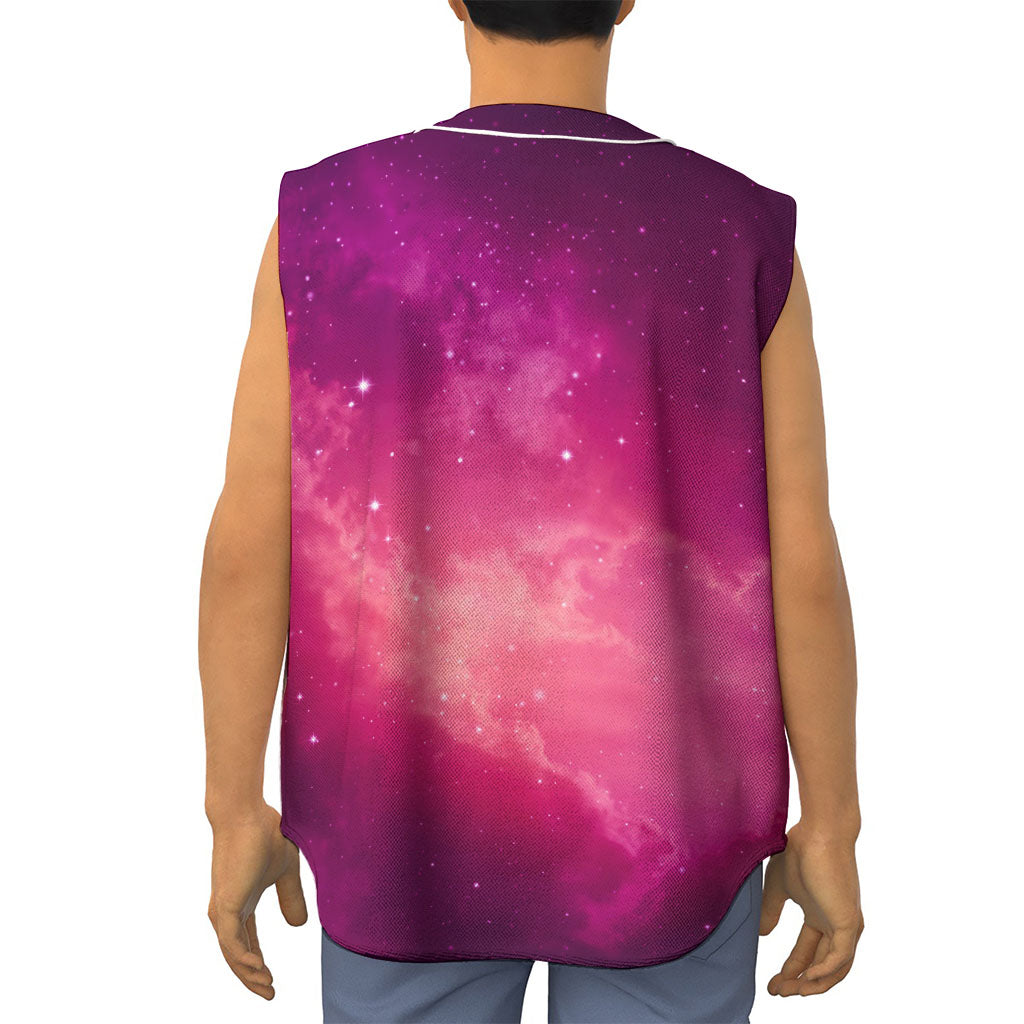 Purple Nebula Cloud Galaxy Space Print Sleeveless Baseball Jersey
