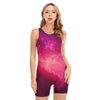 Purple Nebula Cloud Galaxy Space Print Sleeveless One Piece Swimsuit