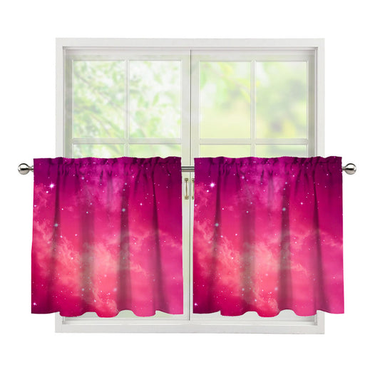 Purple Nebula Cloud Galaxy Space Print Tier Curtains