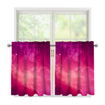 Purple Nebula Cloud Galaxy Space Print Tier Curtains