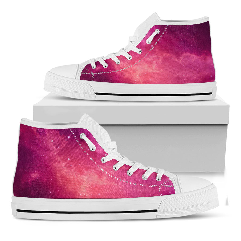 Purple Nebula Cloud Galaxy Space Print White High Top Sneakers