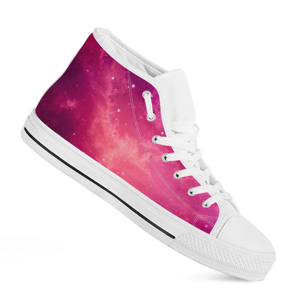 Purple Nebula Cloud Galaxy Space Print White High Top Sneakers