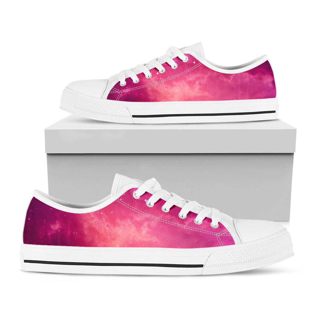 Purple Nebula Cloud Galaxy Space Print White Low Top Sneakers