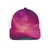 Purple Nebula Cloud Galaxy Space Print White Mesh Trucker Cap