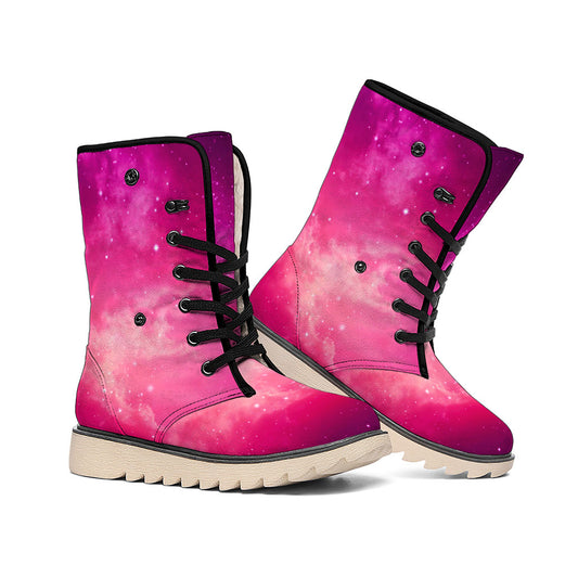 Purple Nebula Cloud Galaxy Space Print Winter Boots