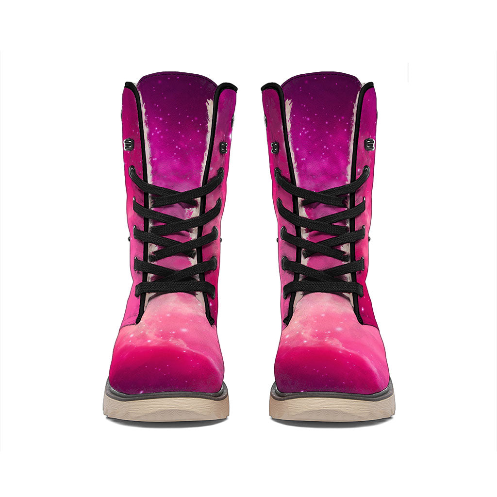 Purple Nebula Cloud Galaxy Space Print Winter Boots