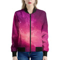 Purple Nebula Cloud Galaxy Space Print Women's Bomber Jacket
