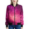Purple Nebula Cloud Galaxy Space Print Women's Bomber Jacket
