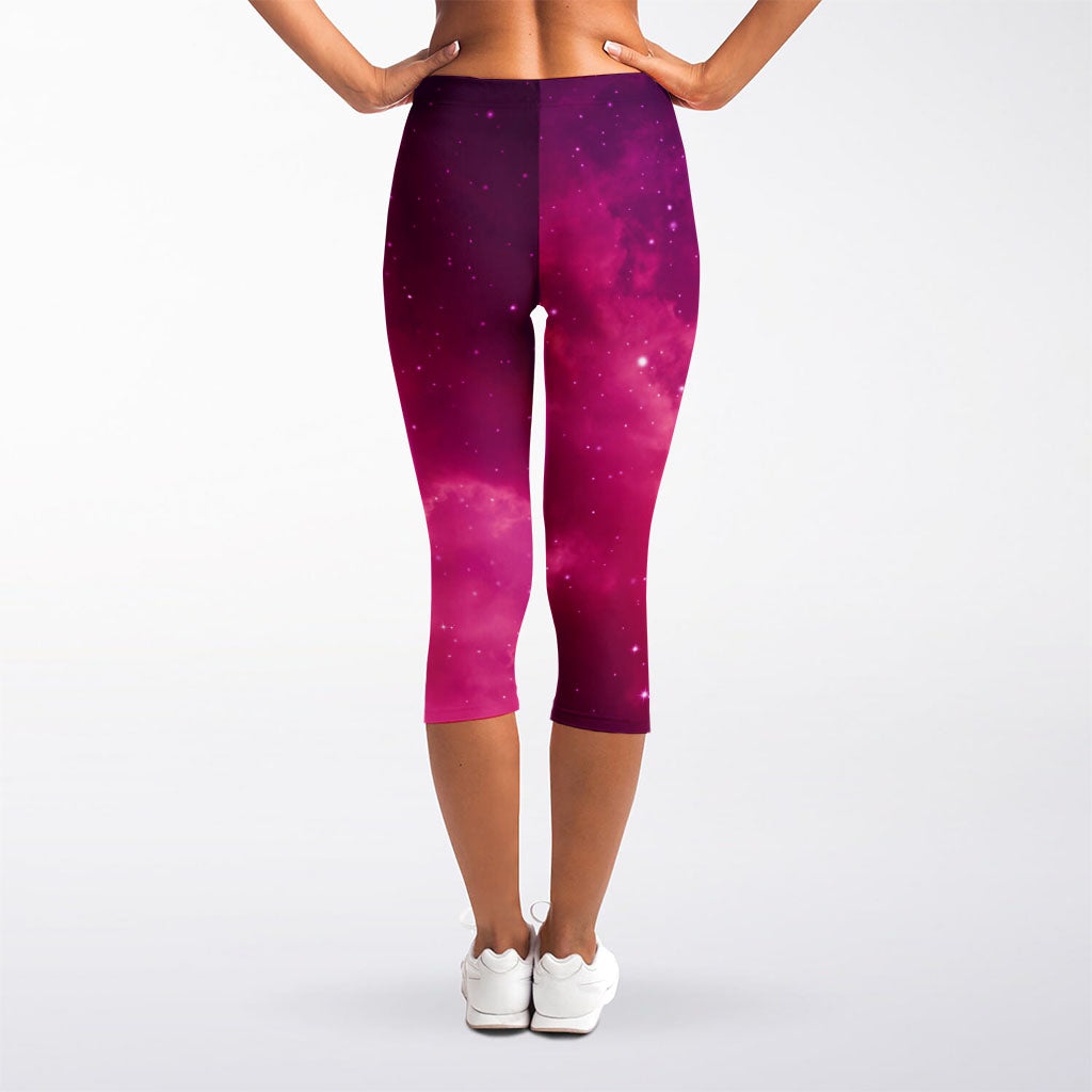 Purple Nebula Cloud Galaxy Space Print Women's Capri Leggings