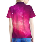 Purple Nebula Cloud Galaxy Space Print Women's Polo Shirt