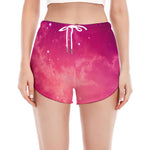 Purple Nebula Cloud Galaxy Space Print Women's Split Running Shorts