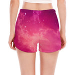 Purple Nebula Cloud Galaxy Space Print Women's Split Running Shorts