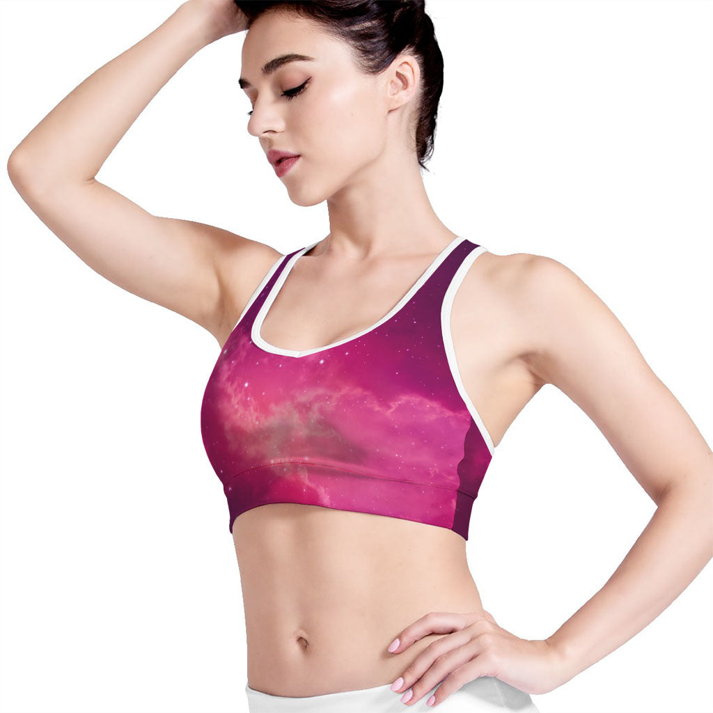 Purple Nebula Cloud Galaxy Space Print Women's Sports Bra