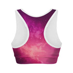 Purple Nebula Cloud Galaxy Space Print Women's Sports Bra