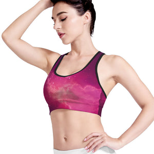 Purple Nebula Cloud Galaxy Space Print Women's Sports Bra