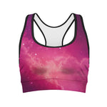 Purple Nebula Cloud Galaxy Space Print Women's Sports Bra