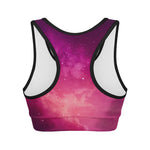 Purple Nebula Cloud Galaxy Space Print Women's Sports Bra