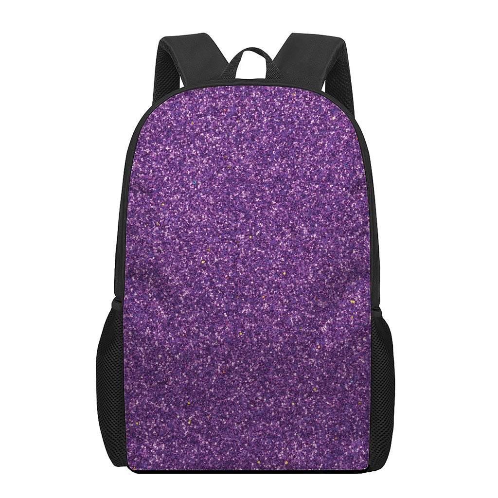 Purple (NOT Real) Glitter Print 17 Inch Backpack
