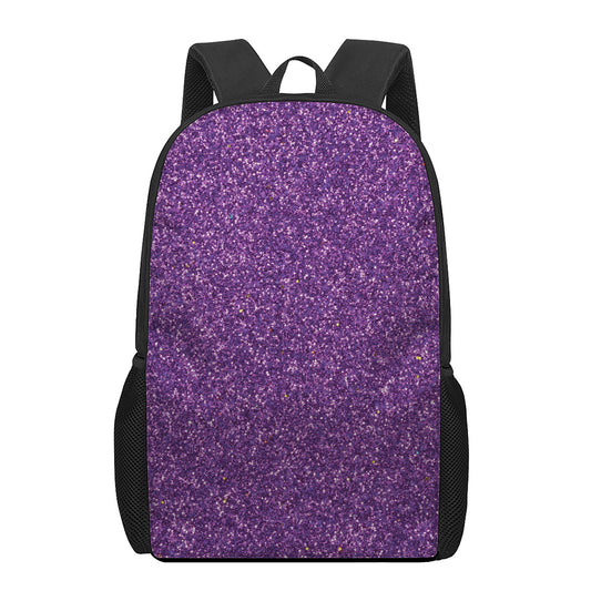 Purple (NOT Real) Glitter Print 17 Inch Backpack