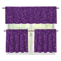 Purple (NOT Real) Glitter Print 3 Piece Kitchen Curtains