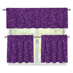 Purple (NOT Real) Glitter Print 3 Piece Kitchen Curtains