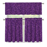 Purple (NOT Real) Glitter Print 3 Piece Kitchen Curtains