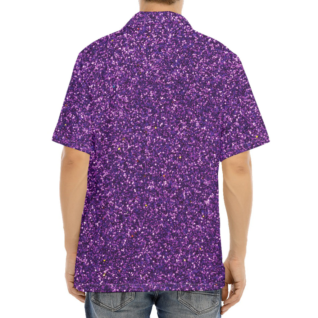 Purple (NOT Real) Glitter Print Aloha Shirt