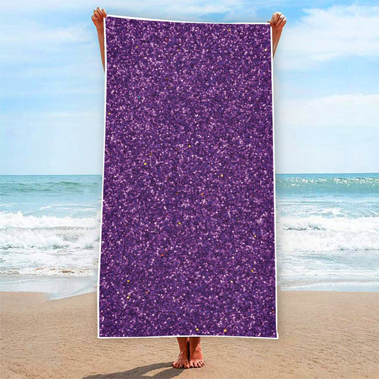 Purple (NOT Real) Glitter Print Beach Towel