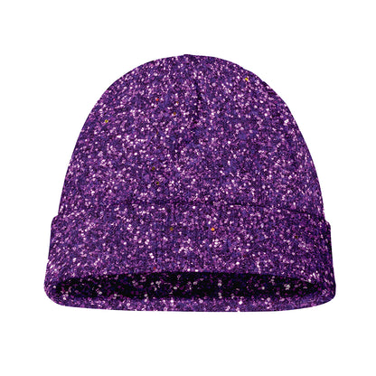 Purple (NOT Real) Glitter Print Beanie