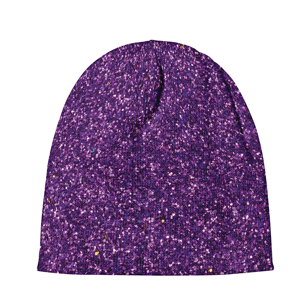 Purple (NOT Real) Glitter Print Beanie
