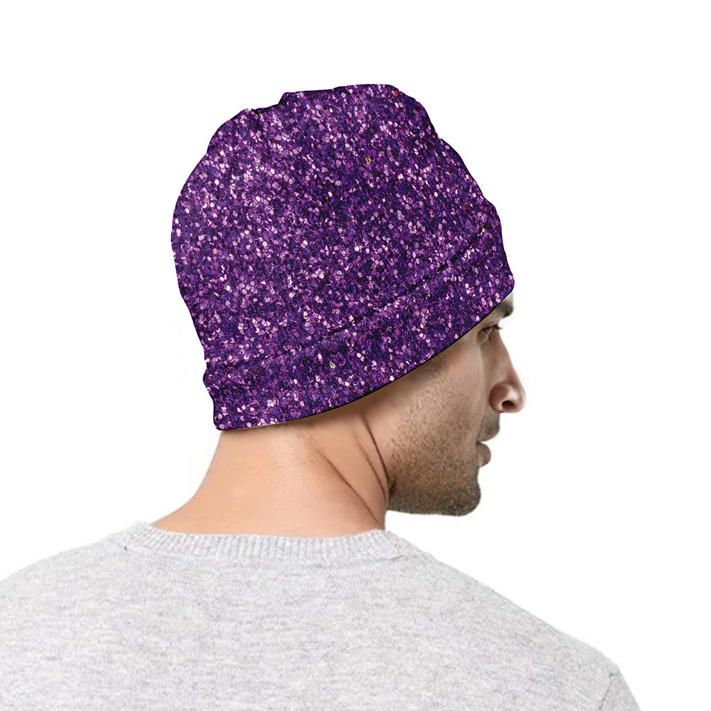Purple (NOT Real) Glitter Print Beanie
