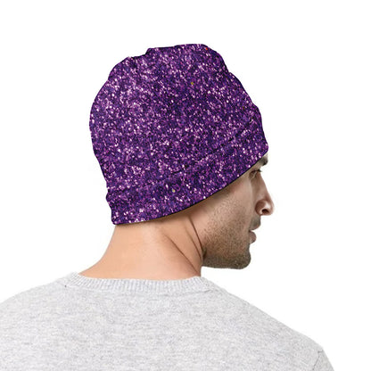 Purple (NOT Real) Glitter Print Beanie