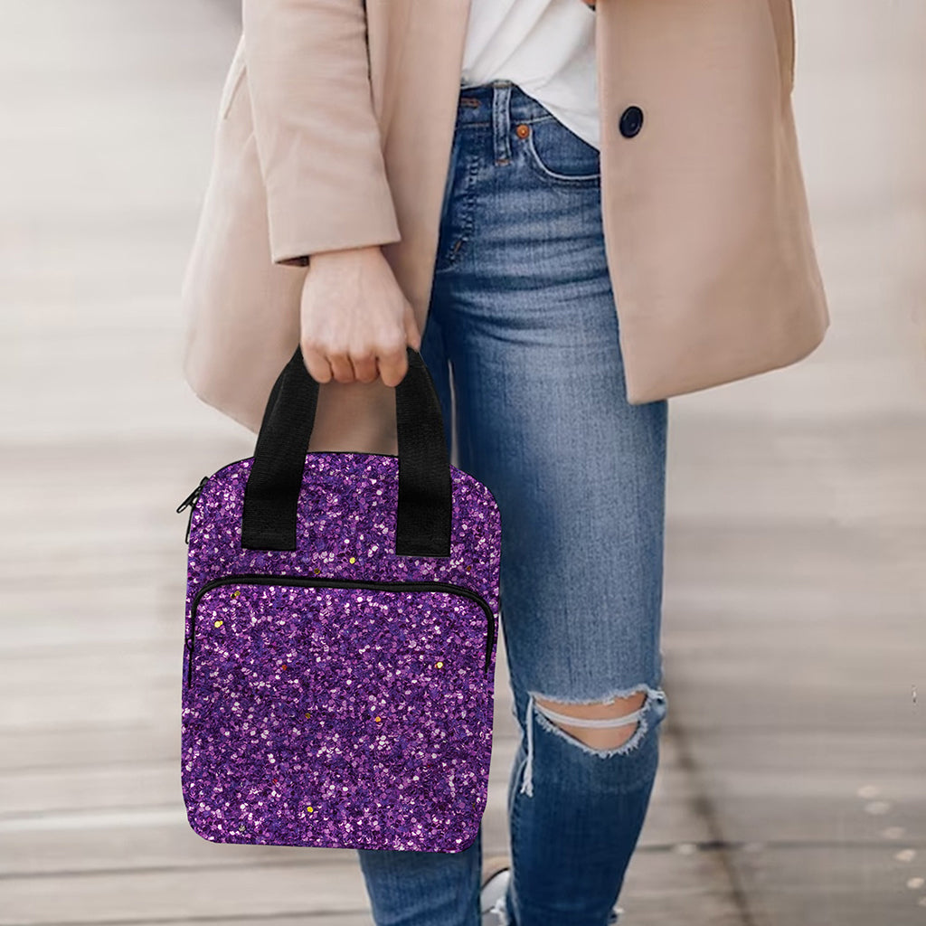 Purple (NOT Real) Glitter Print Bible Tote Bag